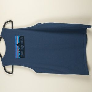 Patagonia P-6 Logo Tank Top Mens Large Blue Graphic Tank Top Shirt
